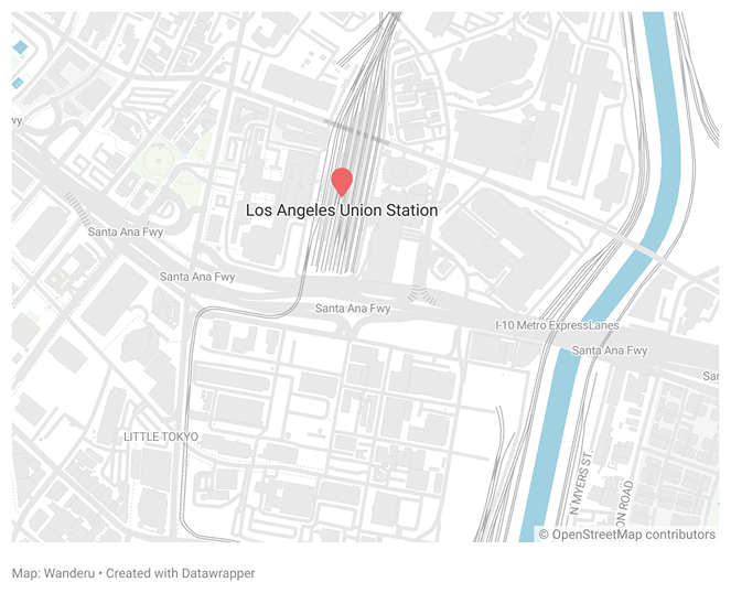Union Station location in Los Angeles